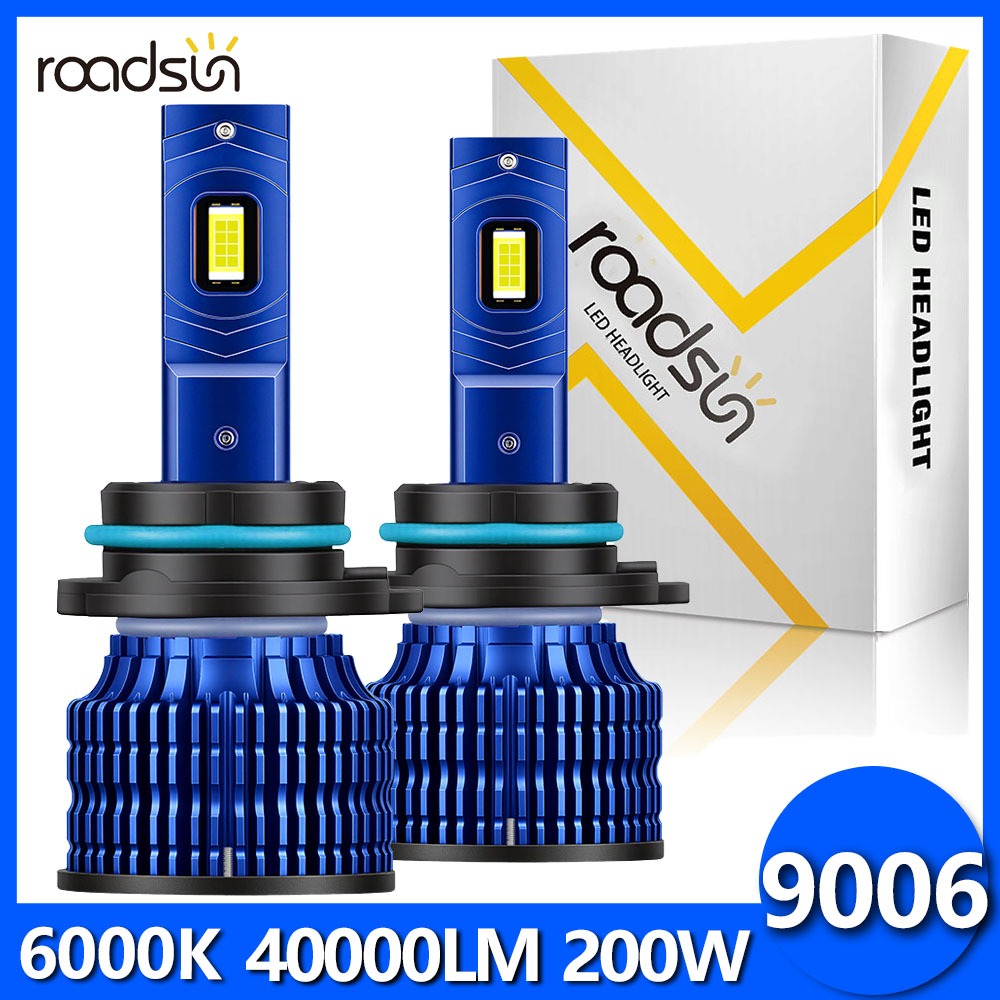 Roadsun 9006 HB4 Led ไฟหน้าหลอดไฟ 200W 2-ทองแดงหลอดไฟหน้าภายใน Canbus 12V 24V 40000LM 6000K สีขาว Super Bright 3570 CSP ชิป