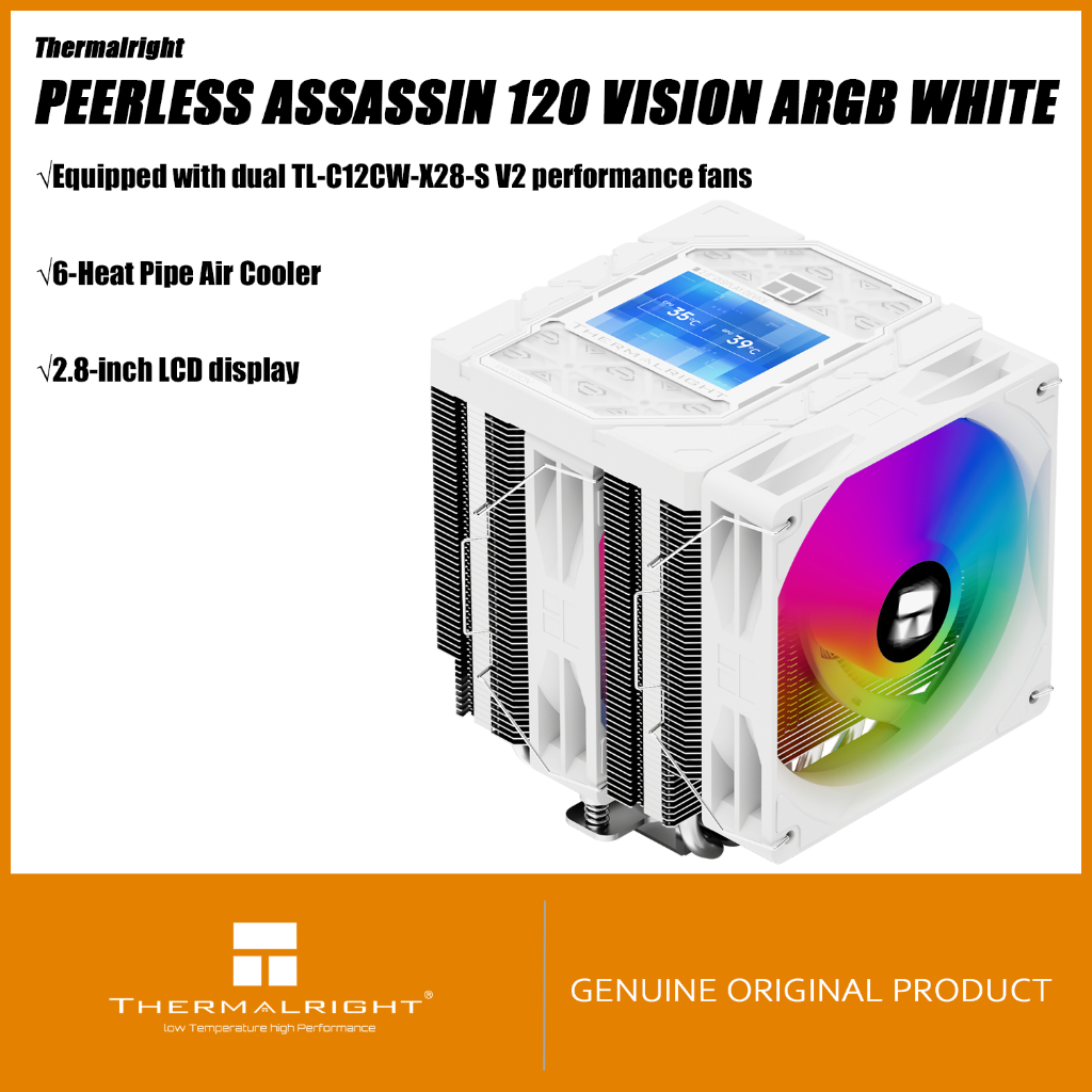 Thermalright Peerless Assassin 120 VISION ARGB WHITE CPU Air Cooler PA120 VISION ARGB WHITE จอแสดงผล