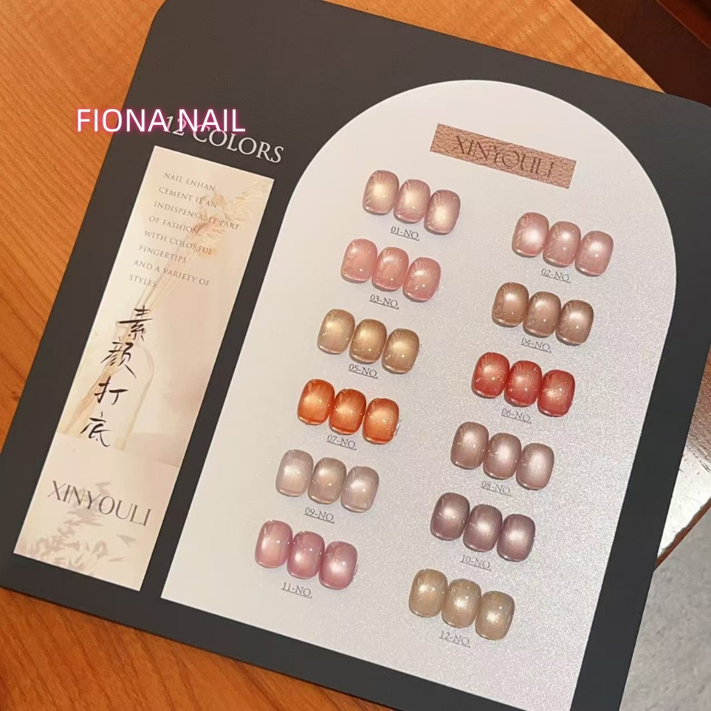 พร้อมส่ง สีเจลแคทอายเนื้อซาติน XINYOULI เซต 12 สีเจลแคทอายสีชมพู ซาตินมุก สีลูกแก้วสุดหรู แถมชาร์ทสี