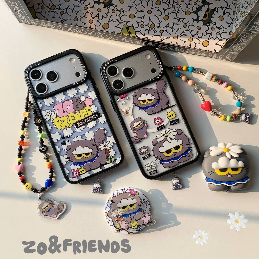 เกราะหล่อ Two-in-One Kwan Zhilong ZOA Cat เหมาะสําหรับ Apple 17/16/15/14/13/12/11 เคสโทรศัพท์ iPhone16promax การ์ตูนน่ารัก 15pro สไตล์ใหม่ 14pm Niche Creative 13pro ง่าย 12pro กรณีป้องกัน