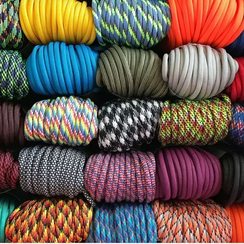 1 ชิ้น 5 หลา 4 มิลลิเมตร Paracord Parachute สายไฟ Lanyard เต็นท์เชือก Guyline Mil Spec ประเภทสําหรับเดินป่าตั้งแคมป์