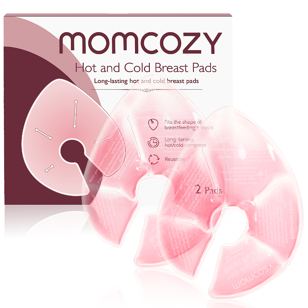 Momcozy Larger Breast Therapy Packs, แผ่นซับน้ํานมร้อนและเย็นพร้อมผ้าคลุมนุ่ม 2 ชิ้น, สิ่งจําเป็นสําหรับให้นมบุตร,2 แพ็ค,สีชมพู