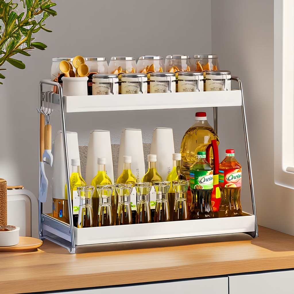 SimpleJoy เครื่องสําอางเคาน์เตอร์ Rack 33/43 ซม.2 ชั้นสแตนเลสเครื่องปรุงชั้นวาง Make Up Rack