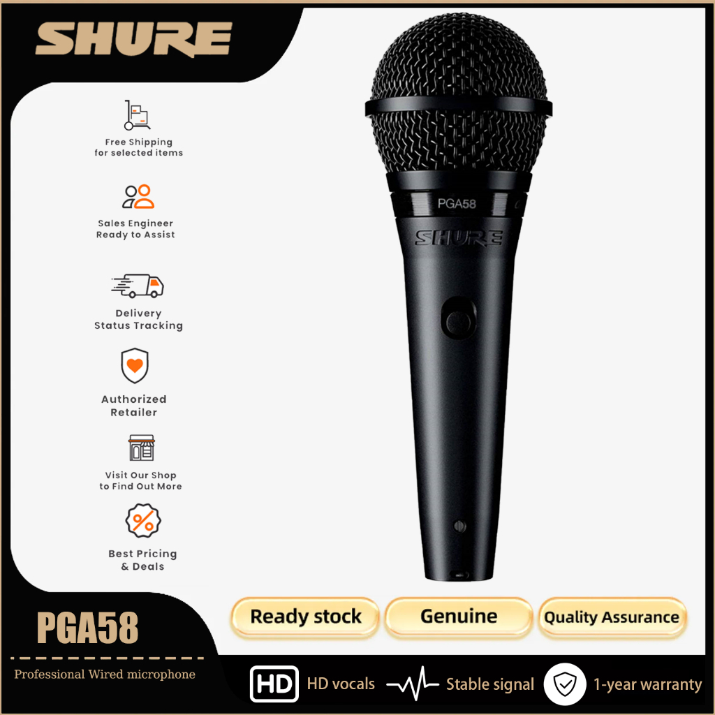 ปิ๊กอัพเสียงร้องแบบ Cardioid ของ Shure PGA58 พร้อมสวิตช์