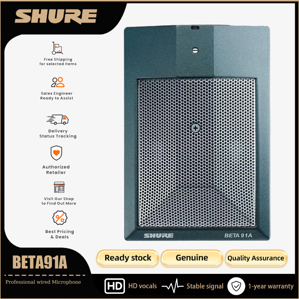 Shure BETA91 Professional Half-Cardioid คอนเดนเซอร์แบบมีสายไมโครโฟนสําหรับความถี่ต่ํารถกระบะเครื่องม