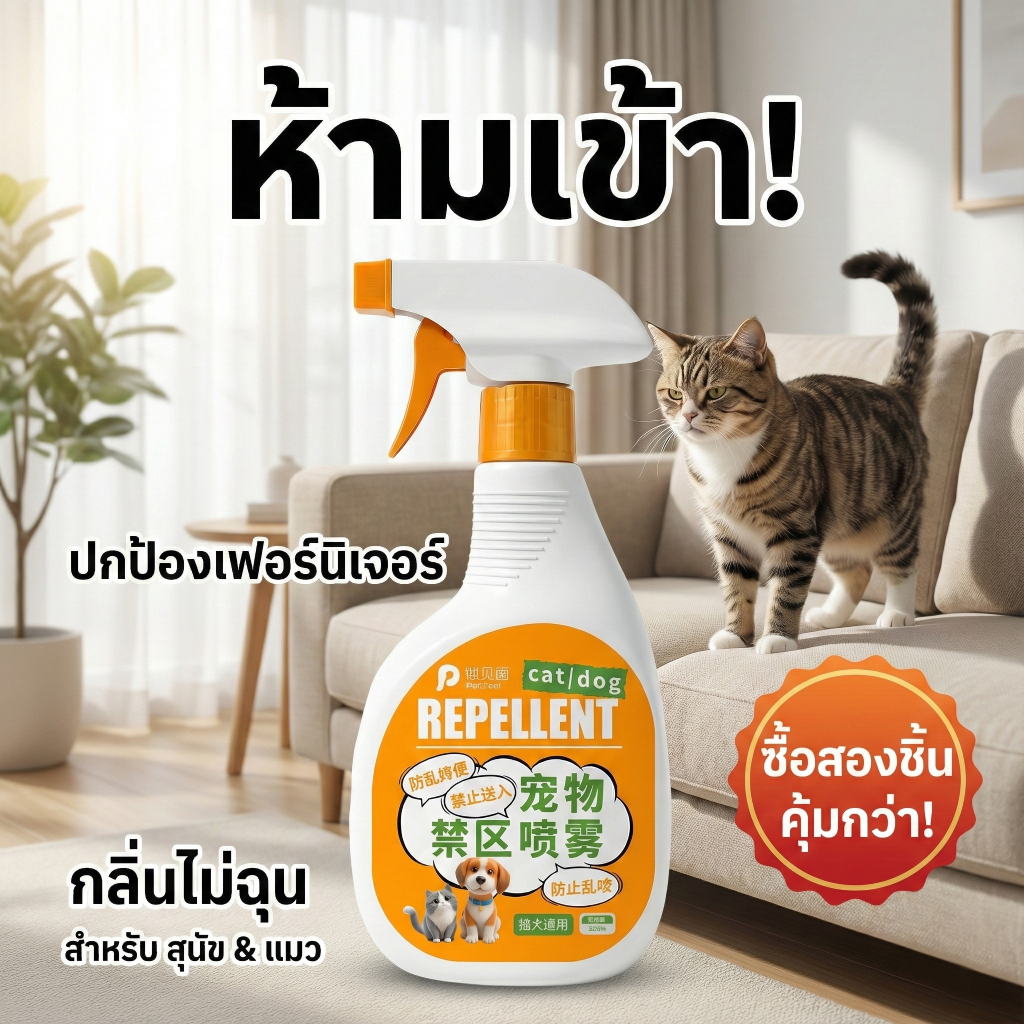 หยุดฉี่มั่ว! สเปรย์ฝึกขับถ่าย สุนัข แมว ป้องกันการกัดแทะ ห้ามเข้าพื้นที่ ปลอดภัย 100% (450ml)