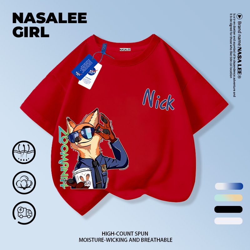 【จัดส่งทันทีวันเดียวกัน】เสื้อยืดแขนสั้น NASA สำหรับเด็ก สีขาว ทำจากผ้าฝ้ายระบายอากาศดี ลวดลายจูดีและนิคสไตล์ทันสมัย เหมาะสำหรับเด็กอายุ 1-14 ปี (ทั้งชายและหญิง) แบบแฟชั่น - รูปที่ 4