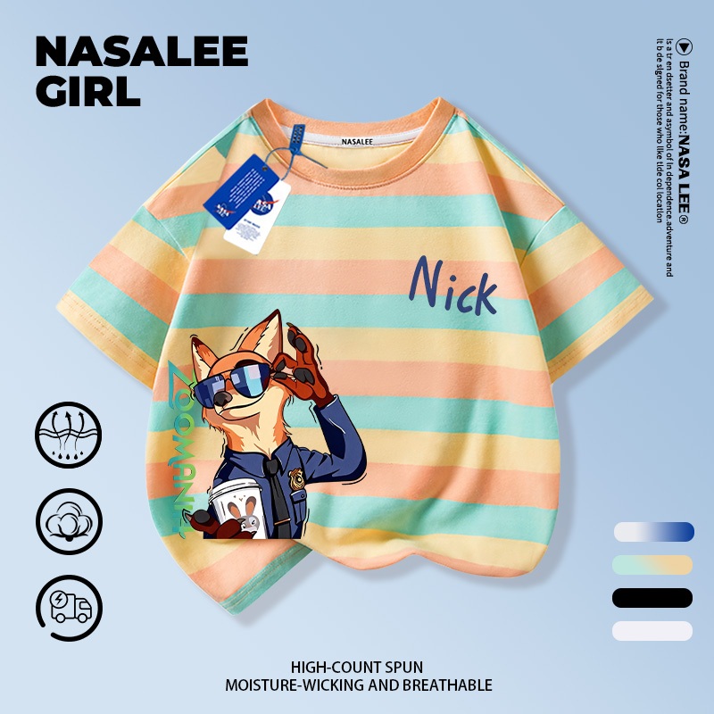 【จัดส่งทันทีวันเดียวกัน】เสื้อยืดแขนสั้น NASA สำหรับเด็ก สีขาว ทำจากผ้าฝ้ายระบายอากาศดี ลวดลายจูดีและนิคสไตล์ทันสมัย เหมาะสำหรับเด็กอายุ 1-14 ปี (ทั้งชายและหญิง) แบบแฟชั่น - รูปที่ 6