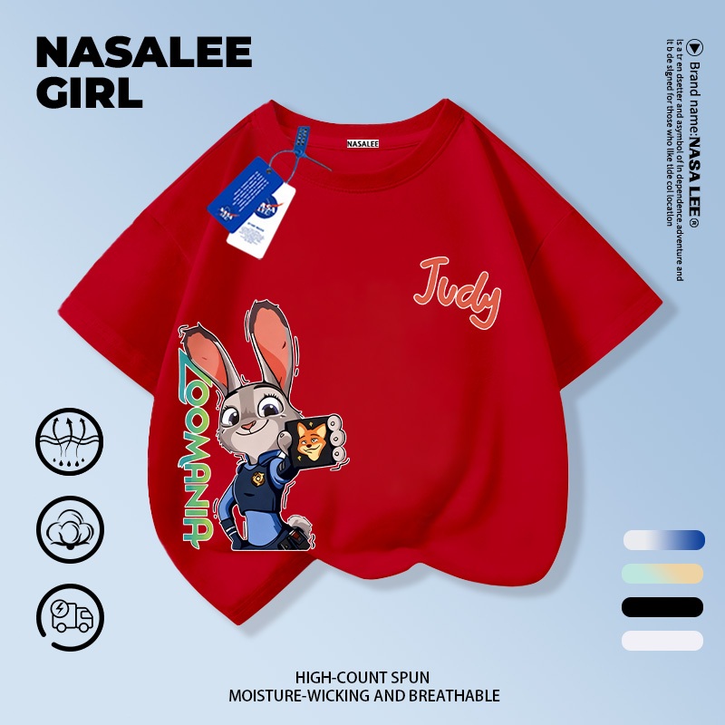 【จัดส่งทันทีวันเดียวกัน】เสื้อยืดแขนสั้น NASA สำหรับเด็ก สีขาว ทำจากผ้าฝ้ายระบายอากาศดี ลวดลายจูดีและนิคสไตล์ทันสมัย เหมาะสำหรับเด็กอายุ 1-14 ปี (ทั้งชายและหญิง) แบบแฟชั่น - รูปที่ 3