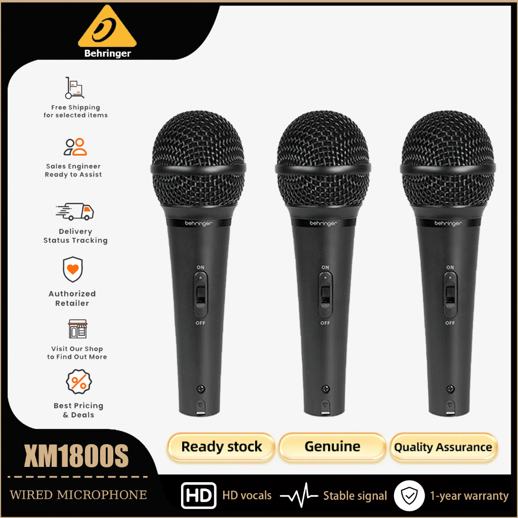 Behringer XM1800S (แพ็ค 3 ชิ้น) ไมโครโฟนไดนามิกพร้อมกระเป๋าถือ
