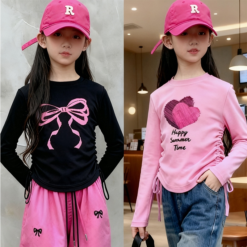 ชุดเสื้อและกางเกงเก็บความร้อนสำหรับเด็กผู้หญิง รุ่นใหม่ลายผีเสื้อโบว์เกาหลี มีสไตล์ เนื้อผ้าคุณภาพสูง ใส่สบาย ระบายอากาศดี เหมาะสำหรับเด็กผู้หญิงอายุ 5-12 ปี