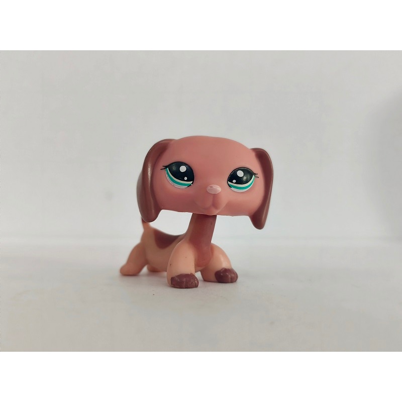 LPS Figure Littlest Pet Shop สุนัขดัชชุนสีชมพู #2046 ของเล่นเด็กตาเขียว