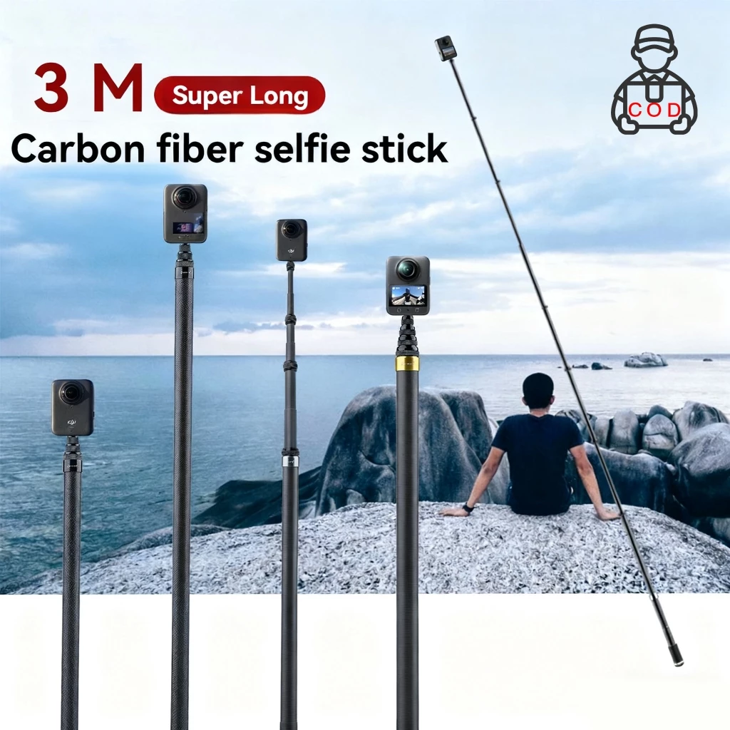 【สินค้าขายร้อน】3M สําหรับ DJI OSMO 360/Action5 คาร์บอนไฟเบอร์ที่มองไม่เห็น Extended Edition Selfie Stick สําหรับ Insta360 X5/X4/GO3/ Ace pro2 อุปกรณ์เสริมสําหรับ GoPro Selfie Stick