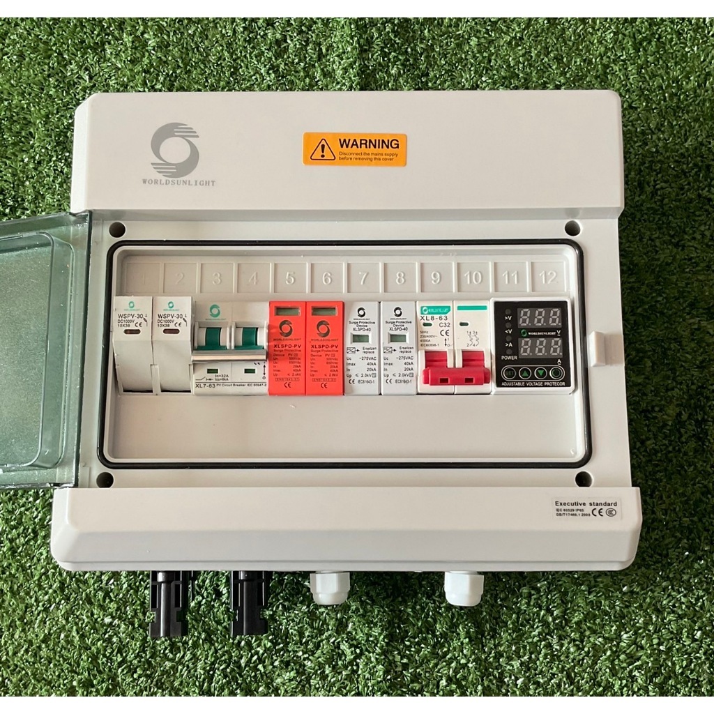 ชุดเซอร์กิตเบรกเกอร์กันน้ํา 1-5KW เพื่อป้องกันระบบ AC และ DC Power Surge เหมาะสําหรับระบบอินเวอร์เตอร์เครือข่ายขนานพลังงานแสงอาทิตย์