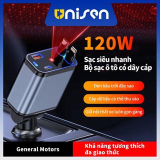 Unisen Bộ sạc nhanh 4 trong 1 USB Type C với đèn chiếu sao có thể mở rộng cho lOS Android