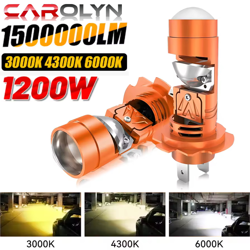 CAROLYN H7 ไฟหน้ารถ LED 3000K, 4300K, 6000K ไฟตัดหมอกรถยนต์ plug-and-play โปรเจคเตอร์เลนส์ขนาดเล็ก