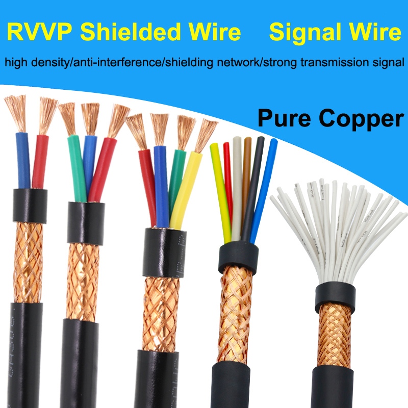 RVVP สายป้องกัน 18AWG 20AWG 22AWG 2-12 Cores ทองแดงบริสุทธิ์ KVVRP ควบคุมสายไฟสัญญาณ