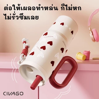 CIVAGO（25oz/750ml）316L แก้วน้ําสแตนเลสฟางความจุขนาดใหญ่สูญญากาศฉนวนถ้วยติดรถยนต์