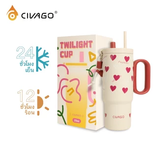 CIVAGO（25oz/750ml）316L แก้วน้ําสแตนเลสฟางความจุขนาดใหญ่สูญญากาศฉนวนถ้วยติดรถยนต์