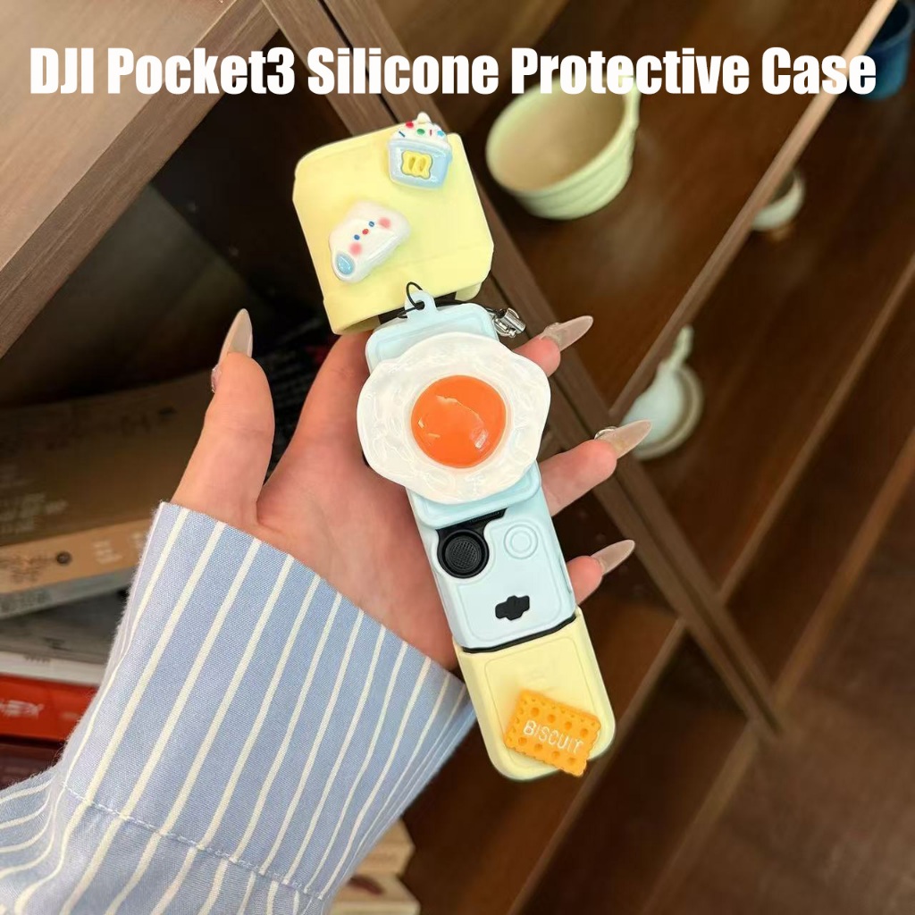 เคสป้องกันซิลิโคน Dopamine พร้อมสายรัดป้องกันการสูญหายสําหรับ DJI Osmo Pocket 3 กล้องกิมบอลแบบใช้มือถือ Anti Fall Anti-Collision วัด