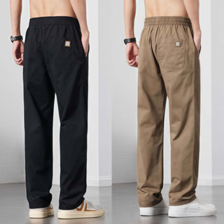 กางเกงลําลองผู้ชายขาตรง สไตล์เกาหลีย้อนยุค มีการออกแบบเชือกร…