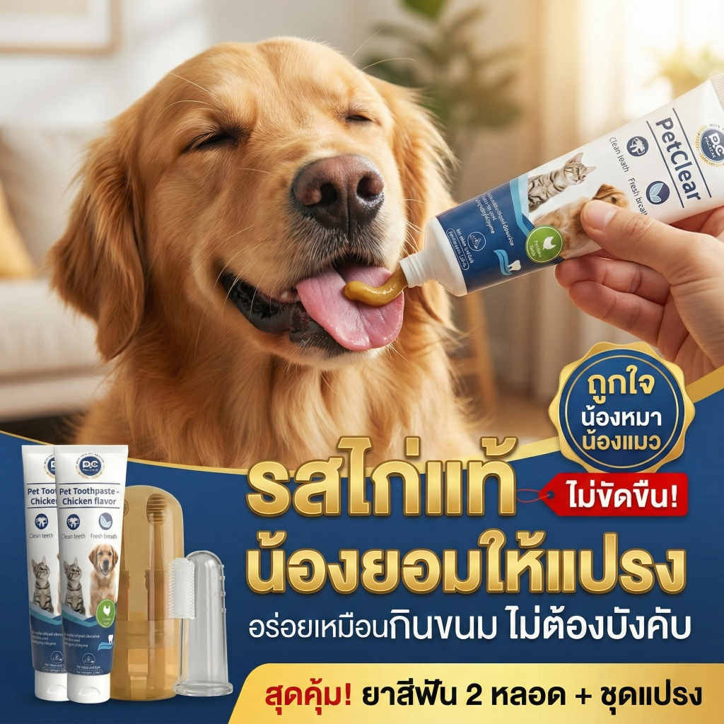 PetClear ยาสีฟันสำหรับสัตว์เลี้ยงยาสีฟันสำหรับสุนัขและแมวโดยเฉพาะ ช่วยทำความสะอาดฟันได้อย่างมีประสิท