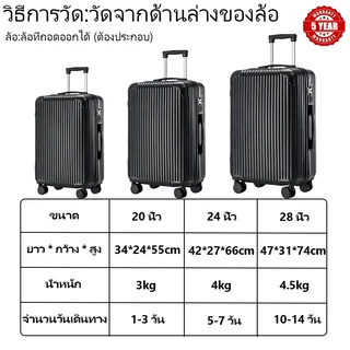 GOTURE กระเป๋าเดินทาง 20/24/28 นิ้ว โพลีคาร์บอเนต ล้อหมุนได้ 360° ทนทานต่อรอยขีดข่วนและการสึกหรอ
