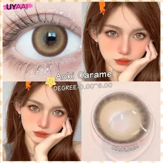 คอนแทคเลนส์ตาโต【0.00--6.00】UYAAI คอนแทคเลนส์สายตาสั้น รมีอย.Aoki Caramel สวมใส่สบาย 2ชิ้น/คู่