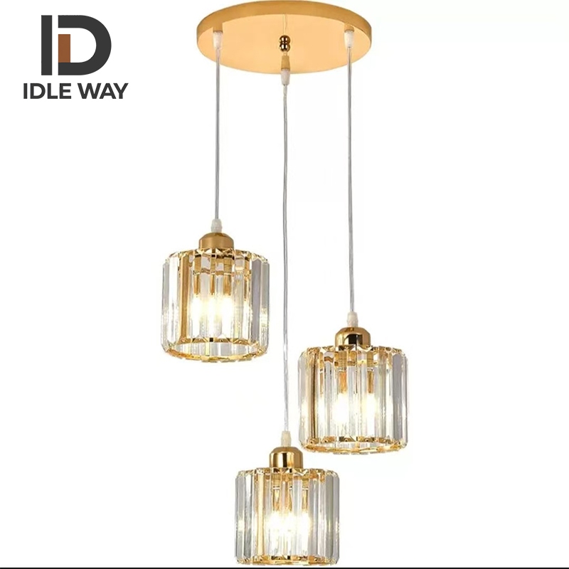 IDLEWAY โคมระย้าคริสตัล WD5338 คริสตัลหรูหราสามหัวทรงกลมบรรยากาศสไตล์อุตสาหกรรมที่เรียบง่าย