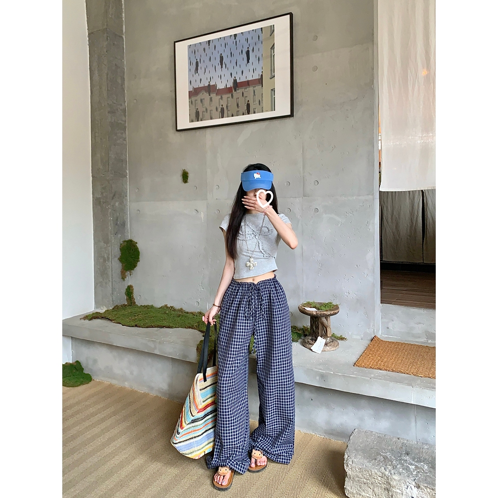 3สี กางเกงขายาว กางเกงลายสก๊อต ลายสก๊อต มีเชือกที่เอว ใส่ได้ทุกหุ่น#101263 - รูปที่ 5