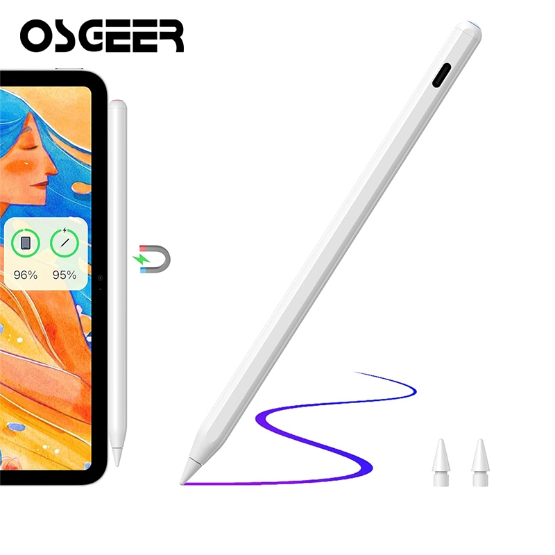 OSGEER ปากกาสไตลัสพร้อมการชาร์จไร้สาย - เกือบเป็นดินสอรุ่นที่ 2 เข้ากันได้กับ iPad Air 5/4, Mini 6, Pro 11" 3/2/1, Pro 12.9" 6/5/4/3