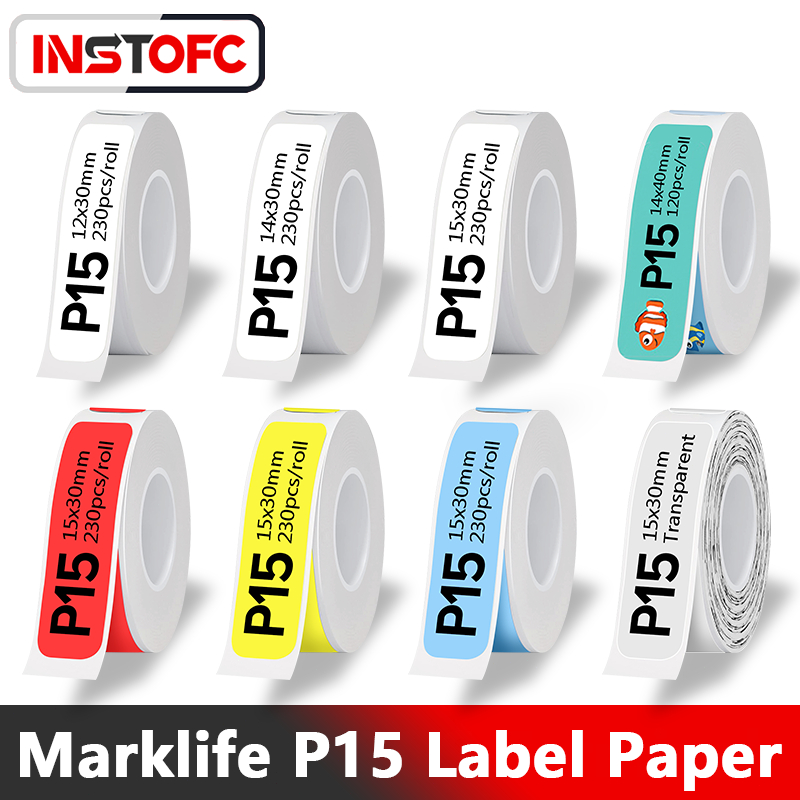 12-15 มม.Multi-Colored Thermal Label สติกเกอร์กระดาษสําหรับ Marklife P15 P12 P11 Phomemo D30 Q30S