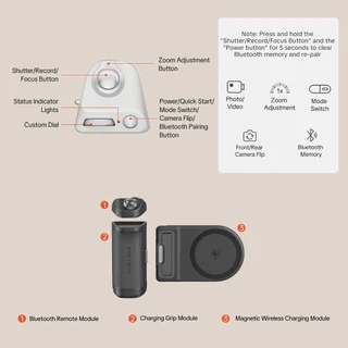 PGYTECH MagCam 2 Phone Grip --- การชาร์จไร้สาย 3-in-1 รีโมทบลูทูธแบบถอดได้ในตัว Powerbank ขาตั้งโทรศัพท์