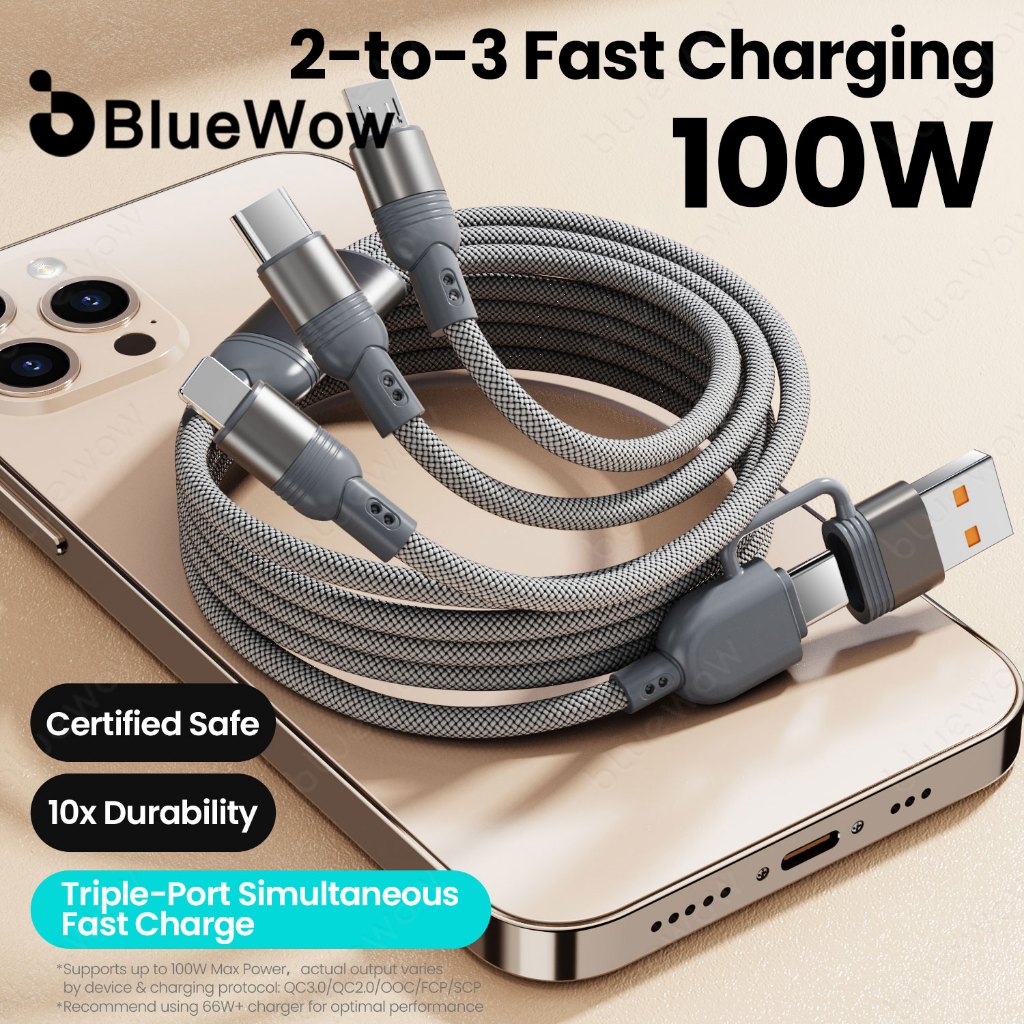 Bluewow 3-in-11.2MFast สายชาร์จ Usb Type C สําหรับ Usb C Charger สายชาร์จลวด