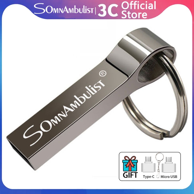 SomnAmbulist-ไดรเวอร์หน่วยความจําแฟลชแบบพกพา,รองรับโลโก้ที่กําหนดเอง, 128GB/64GB/32GB/16GB/8GB แฟลชไดรฟ์ USB ในรถยนต์,พร้อมอะแดปเตอร์ TYPE-C,เหมาะสําหรับการจัดเก็บข้อมูล - ความจุจริง Stable Storage