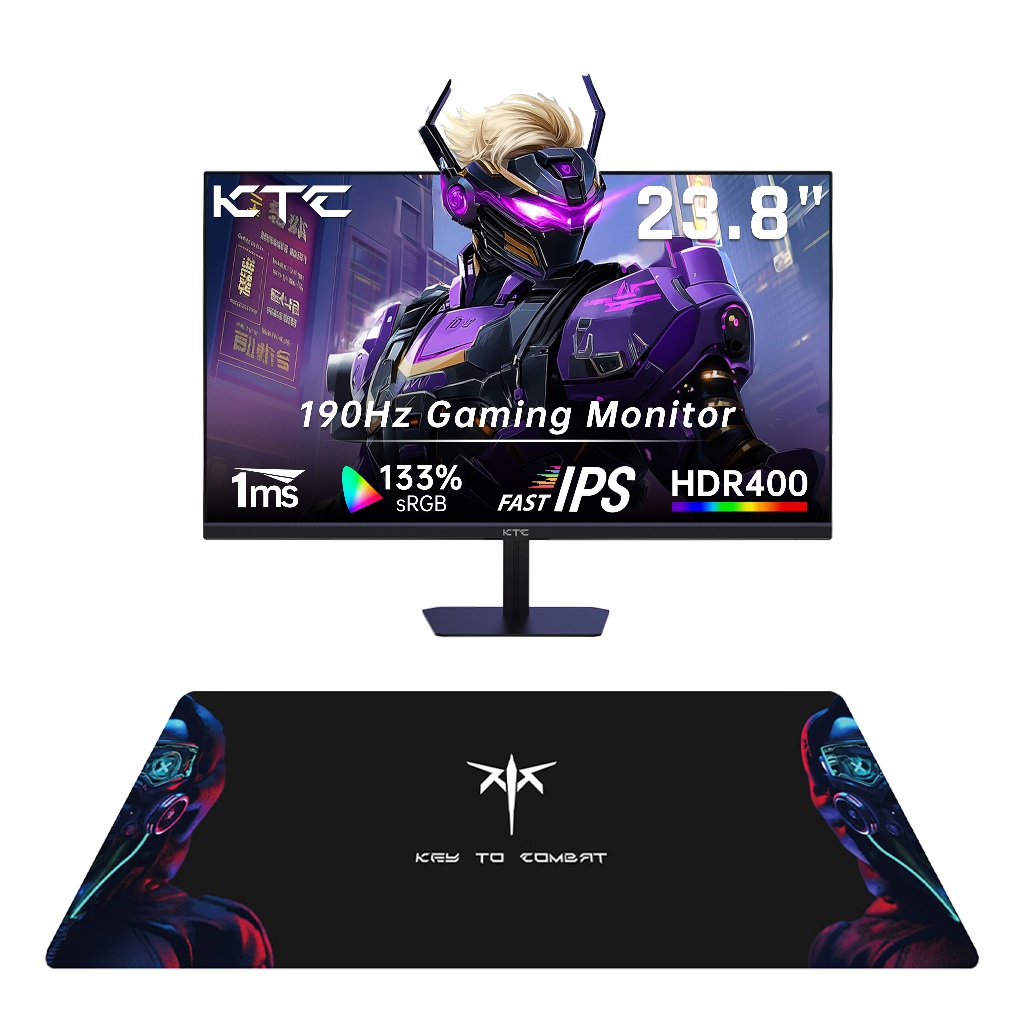 KTC 23.8" FHD 180Hz HDR400 Gaming Monitor พร้อมแผ่นรองเมาส์, OC 190Hz FHD PC จอคอมพิวเตอร์พร้อม Fast