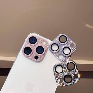 เพชรกล้องเลนส์ป้องกันฟิล์มสําหรับIPhone 11 16 15 14 Pro Max 13Pro Glitterเลนส์โลหะป้องกันหน้าจอสําหรับIphone 12 Promax