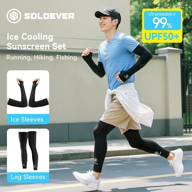 【TH Delivery 】SOLOEVER Sunscreen arm sleeves+ปลอกขากันแดด กันรังสี UV ปลอกขารัดก