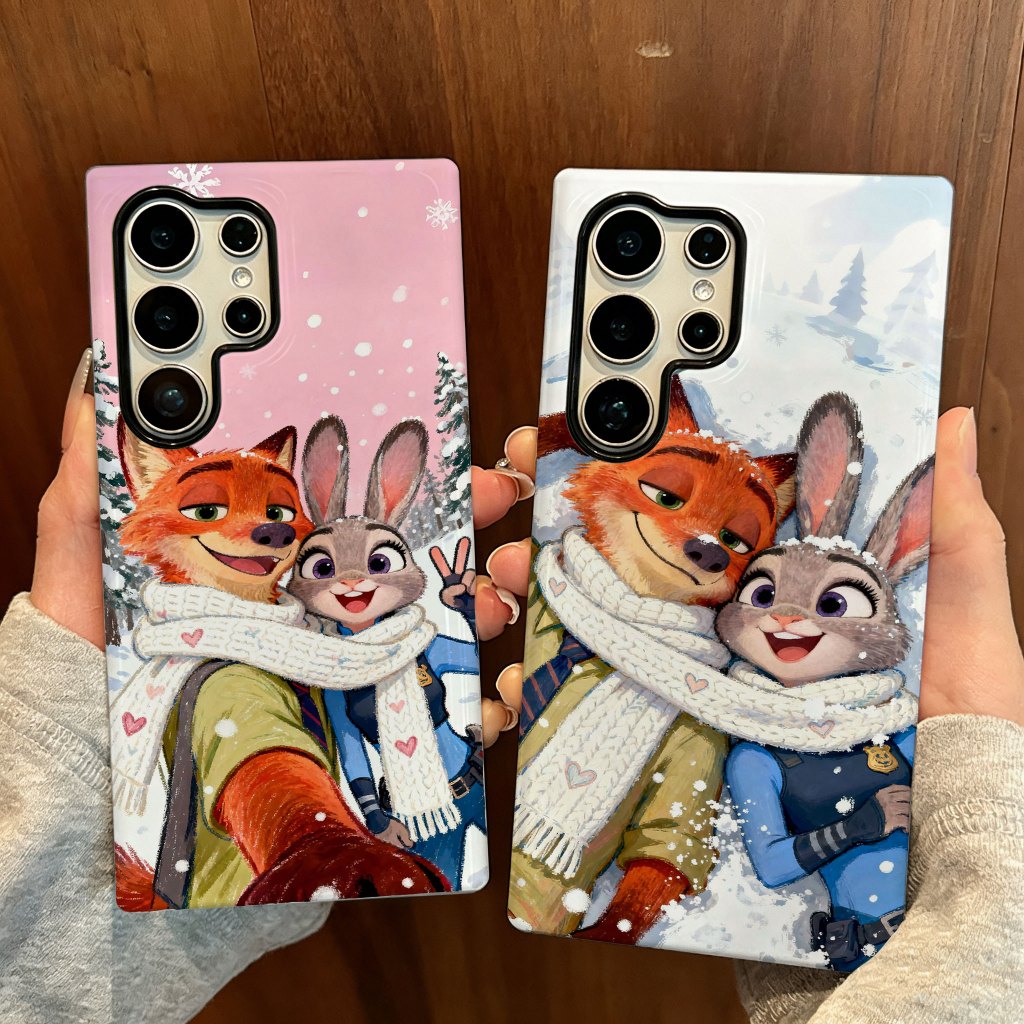 เคสป้องกันสองในหนึ่งเดียวลายสุนัขจิ้งจอกน่ารักเหมาะสําหรับ Samsung su22u s23 plus s23FE s24 s25 plus A55 A56 A36 เคสโทรศัพท์มือถือ