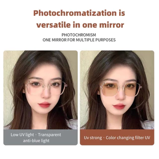 แว่นตาสายตาสั้น แว่นตากรองแสง แว่นตาออโต้เลนส์ ออกแดดเปลี่ยนสี สายตาสั้น0-600°ป้องกันแสงสีฟ้า กันUV99% ออโต้กรองแสง ตาแฟชั่น เครื่องประดับแฟชั่น Unisex