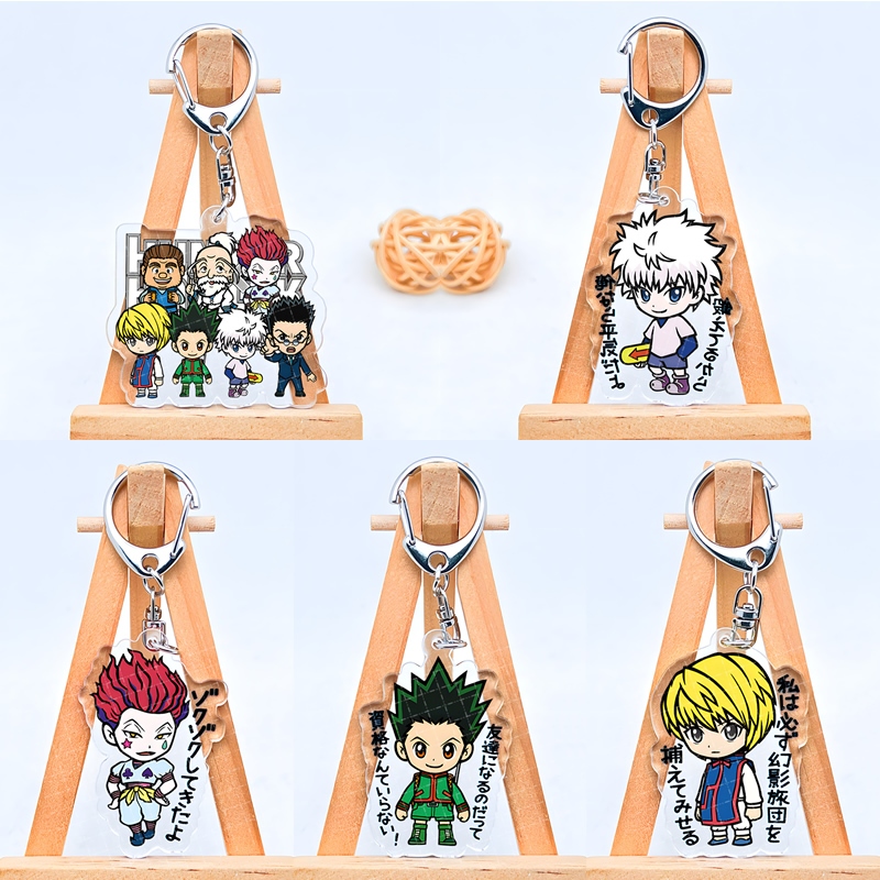 HUNTERHUNTER พวงกุญแจ Killua Zoldyck อะนิเมะอุปกรณ์ต่อพ่วงจี้น่ารัก GON·FREECSS สองด้านอะคริลิคการ์ต