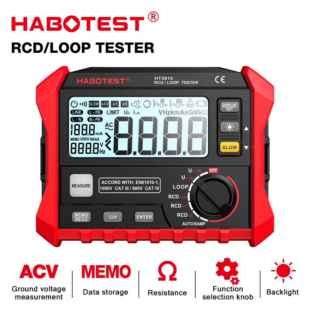 HABOTEST HT5910 เครื่องทดสอบสวิตช์รั่ว LCD ขนาด 4.7 นิ้ว