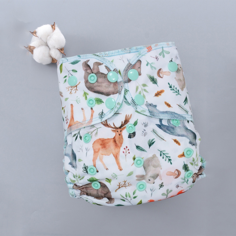 Heavy Wetter AI2 Snap ใส่ผ้าฝ้ายไม้ไผ่ OS ผ้าอ้อมเด็ก 1 ชิ้นแพ็คผ้าอ้อมกลางคืนกันน้ํา