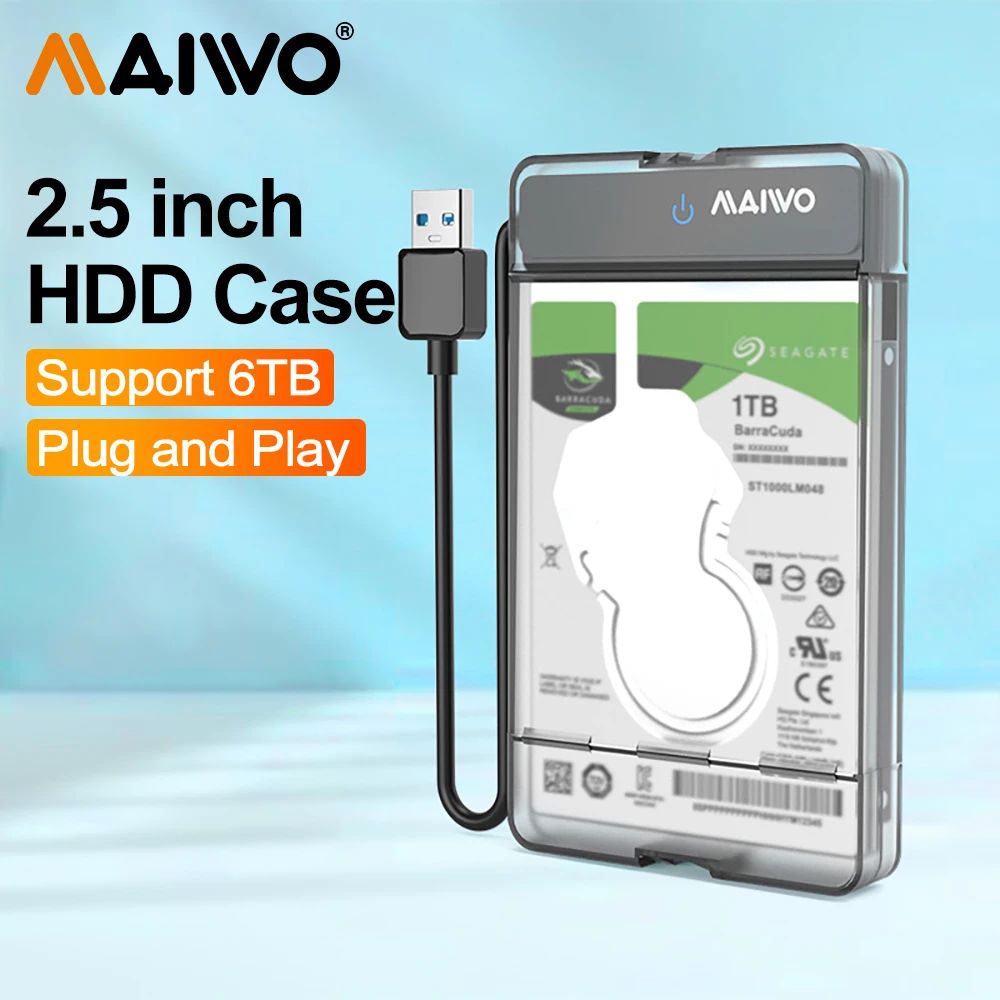 MAIWO กรณี 2.5 นิ้ว Sata ถึง USB 3.0 ฮาร์ดไดรฟ์ภายนอกสําหรับ 7 มม./9.5 มม.SSD Disk พร้อม Uasp Auto Sleep (K104)
