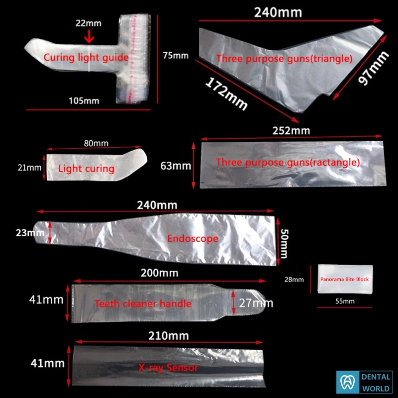 Curing Light Guide Sleeves ปลอกป้องกันแบบใช้แล้วทิ้ง LED Light Head Sleeve Plastic Covers วัสดุ
