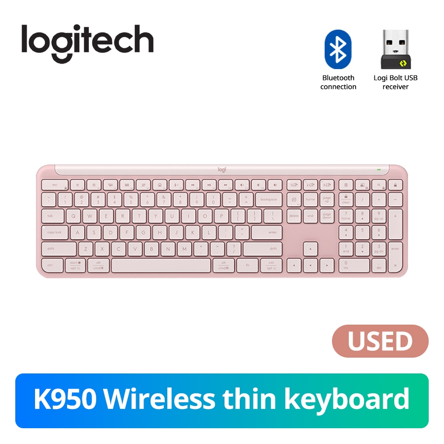 LOGITECH USEDLogitech K950 Bluetooth Slim คีย์บอร์ดไร้สายพิมพ์เงียบ