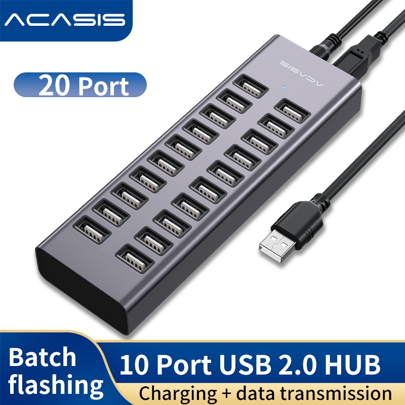 Acasis 5Gpbs ฮับ USB2.0 ฮับ 20 พอร์ตพร้อมส่วนต่อขยายพลังงาน HUB การชาร์จโทรศัพท์มือถือพร้อมการส่งข้อมูล