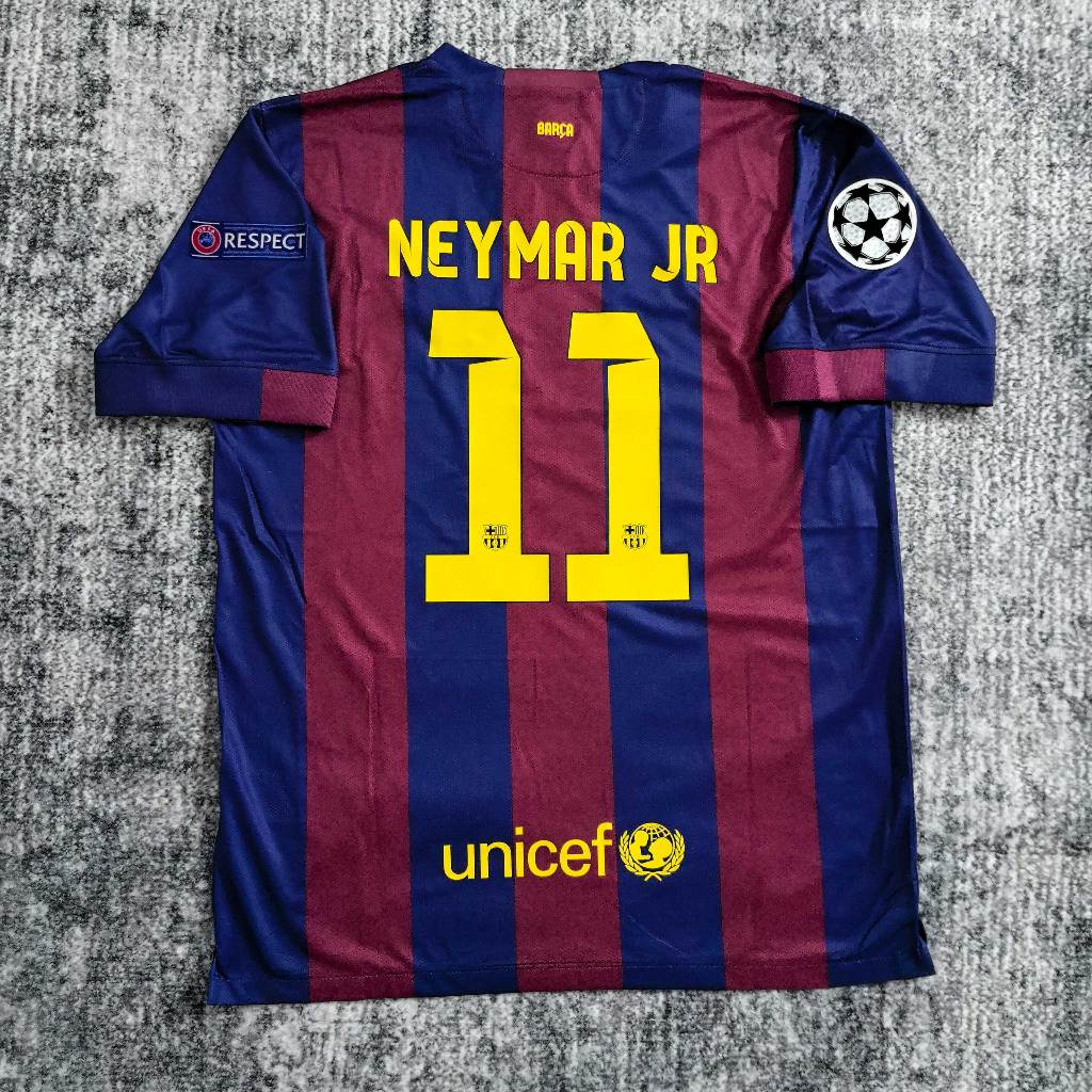 2014-15 Barcelona Home Jerseys Retro Soccer Jerseys No.10 Messi No.11 Neymar No.9 Suárez พิมพ์เสื้ออ