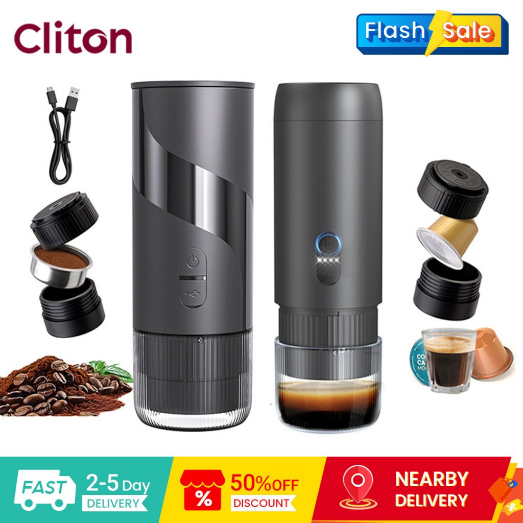CLITON เครื่องชงกาแฟ แบบพกพา Espresso Coffee Machine 20Bar การสกัดความดันสูง IPX5 กันน้ํา แบบพกพา