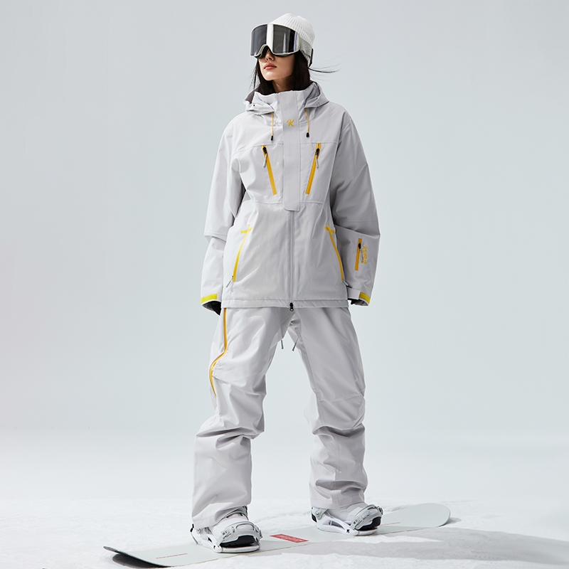 KUFUN ชุดสูทสกี 3L เสื้อแจ็คเก็ตหิมะและกางเกงแจ๊กเก็ตกันน้ําสําหรับผู้ชายและผู้หญิง, อุปกรณ์สําหรับส